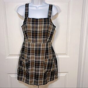 American Eagle Brown and Tan Plaid Dress